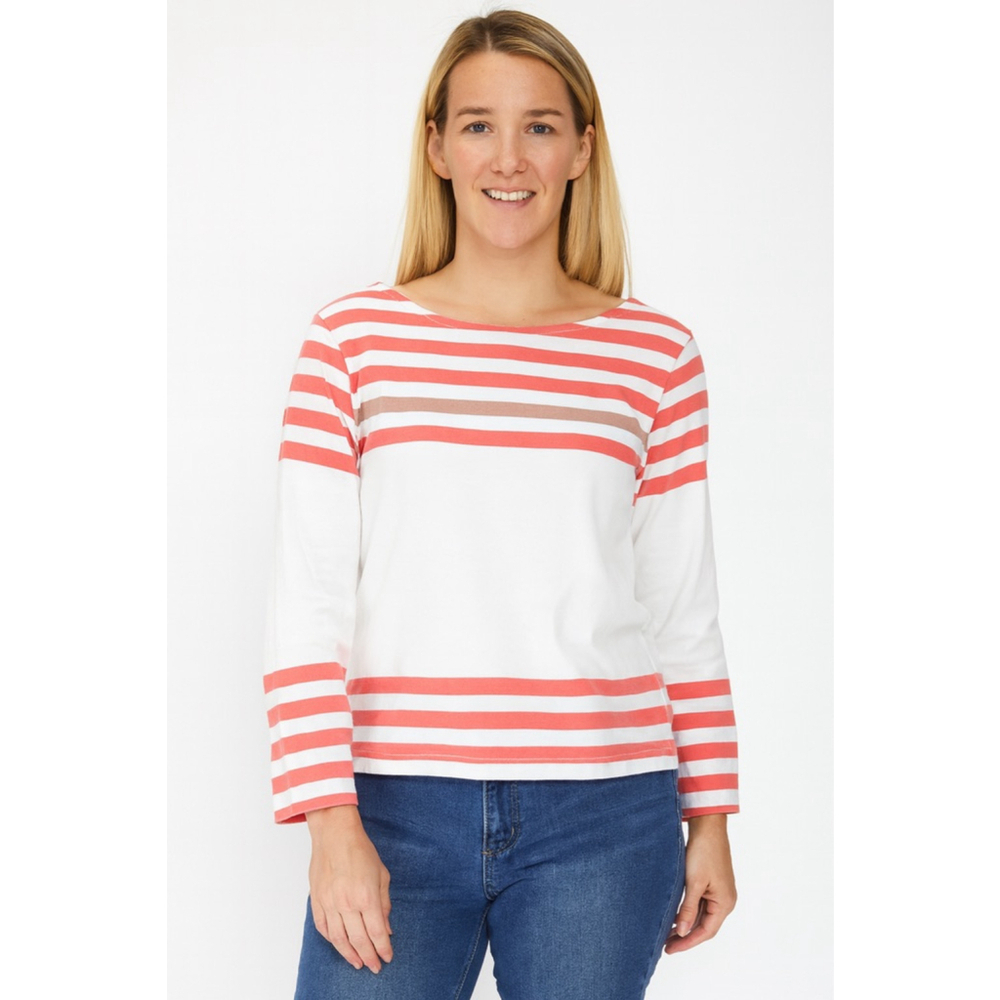 J. Crew Striped Long Sleeve Top White and Red Size Medium